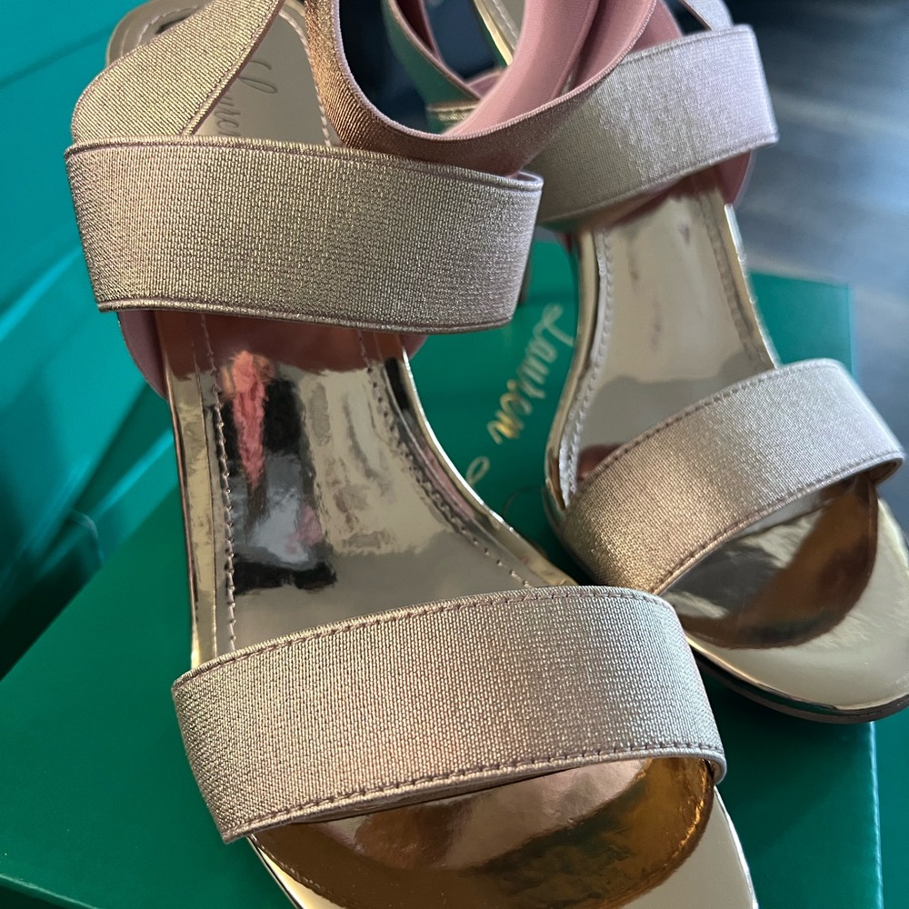 Lauren Lorraine Gold and Pink Heels